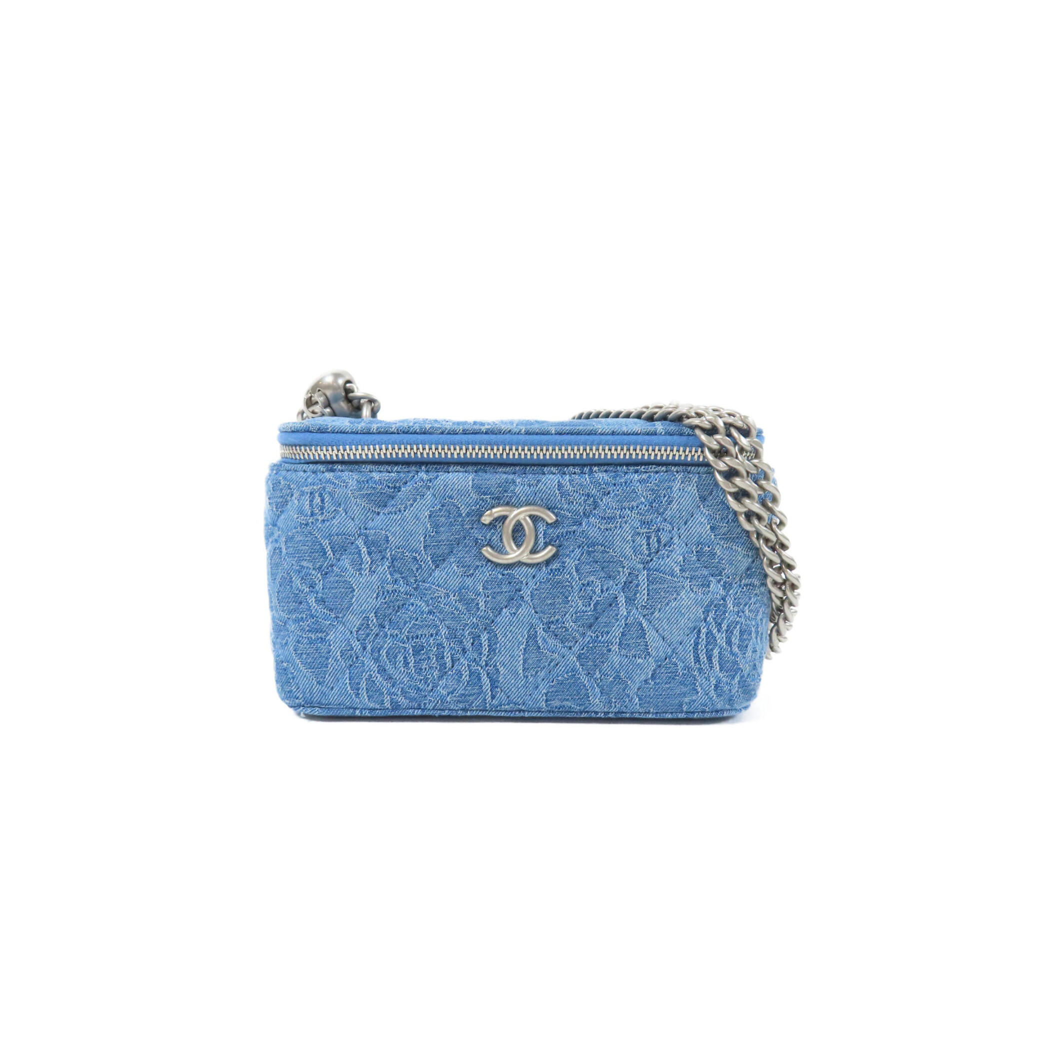 ch**el vanity d1am0nd quilted De*1m shoulder bag with silver buckle chain strap (16*9.5*8cm)